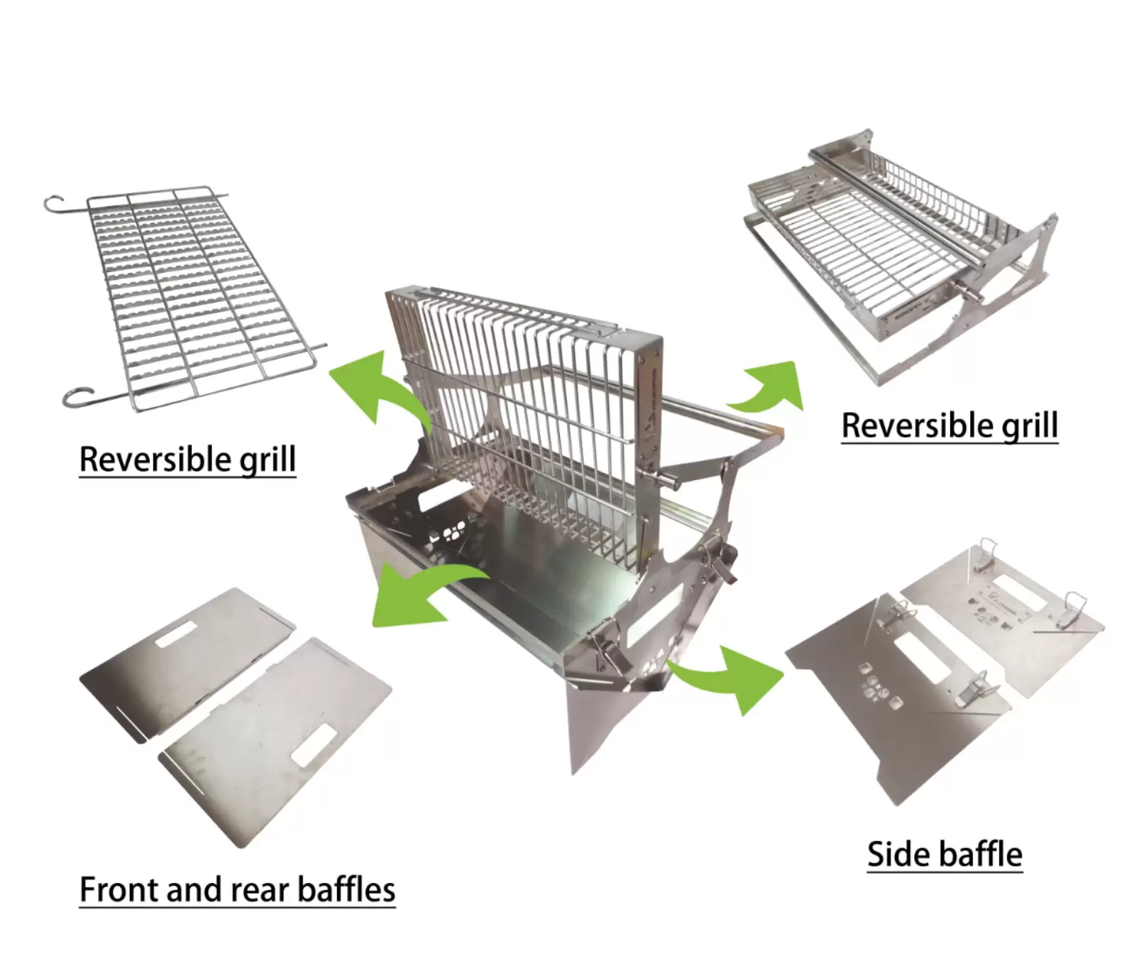 Parrilla de carbón plegable extremadamente giratoria