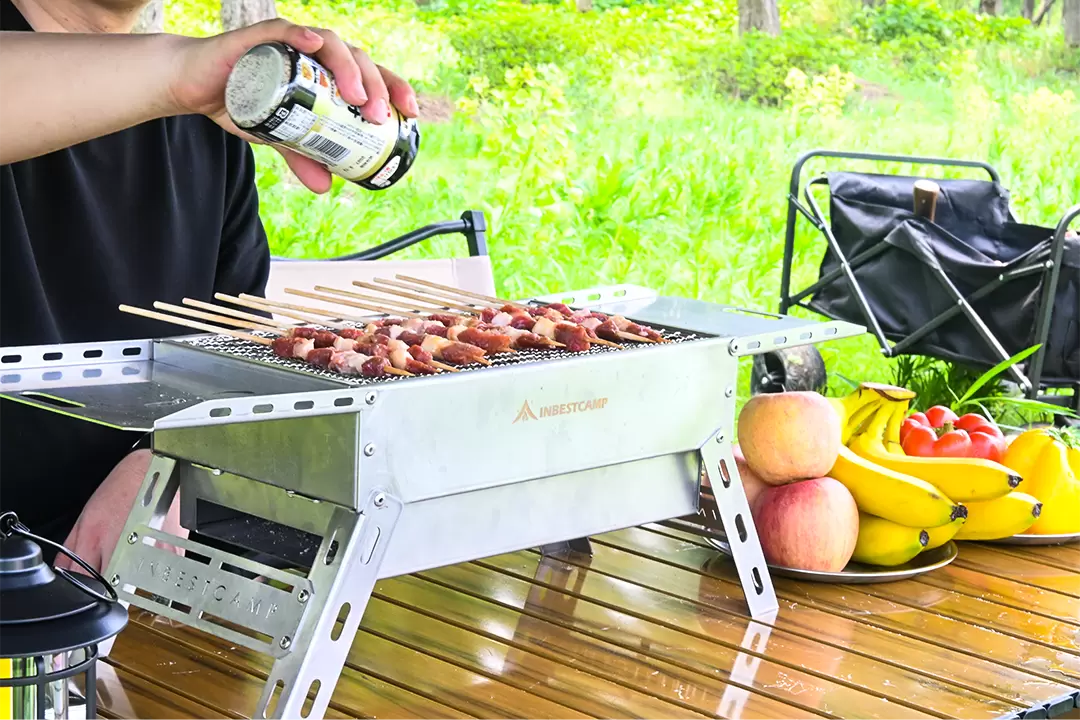 Estufa de barbacoa de carbón de acero inoxidable con asa plegable