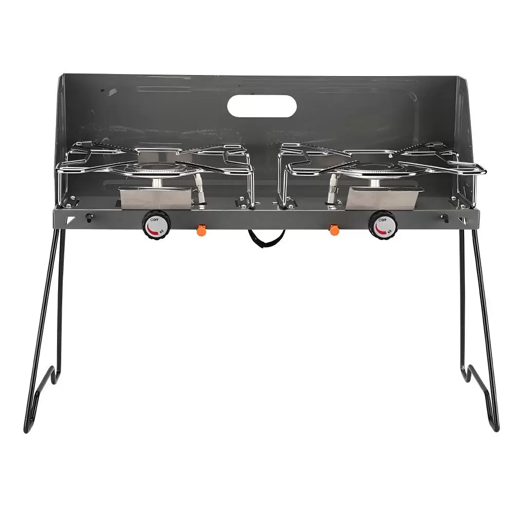 Estufa de camping de gas plegable de doble quemador