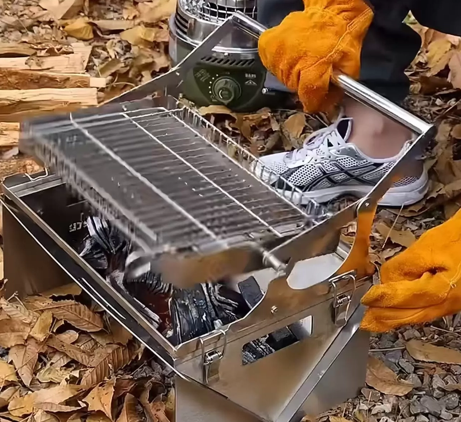 Parrilla portátil de carbón plegable