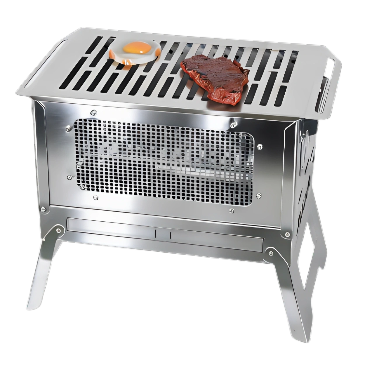 Brasero/parrilla de barbacoa port&aacute;til desmontable de acero inoxidable