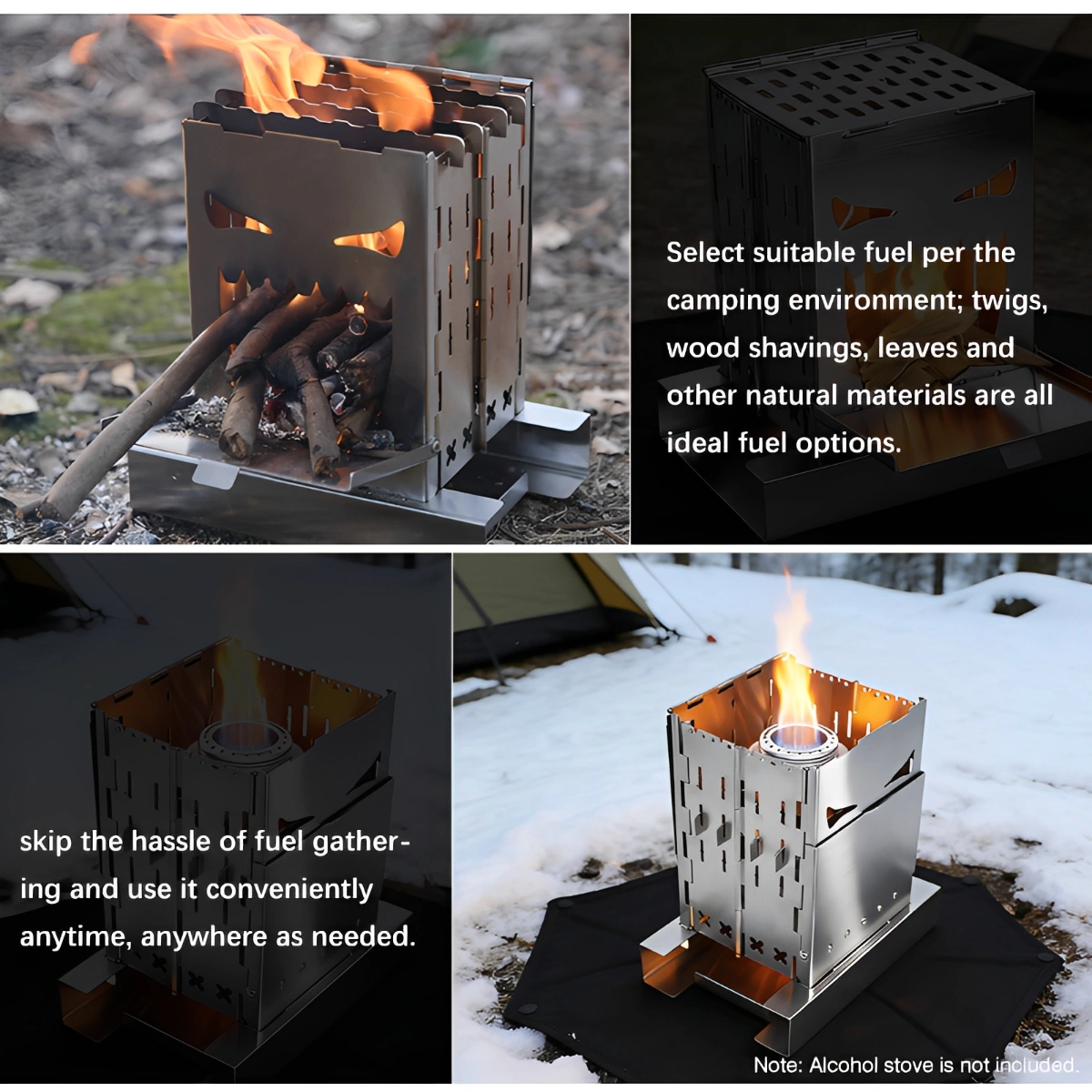 Mini estufa de camping plegable de bolsillo